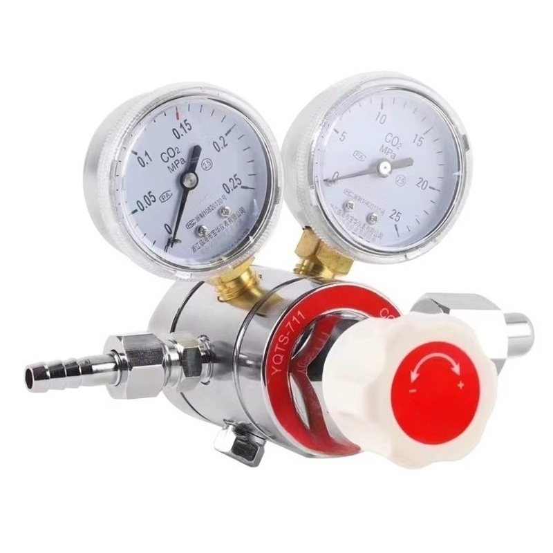 Co2 Regulator Dual Stage - Met dubbele manometers voor CO2-gas, messing