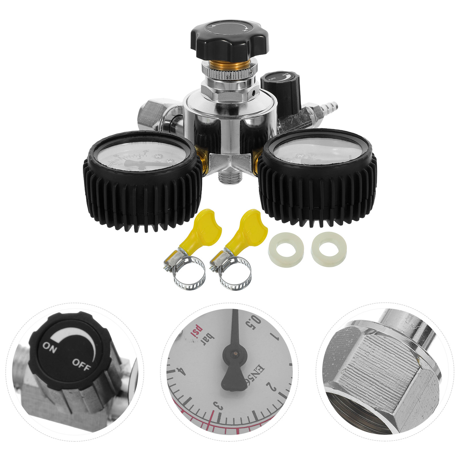Co2 Regulator Dual Stage - 1Set Bierbrouwsysteem Cga320 Dubbele CO2-regelaar Zwaarbelastbaar