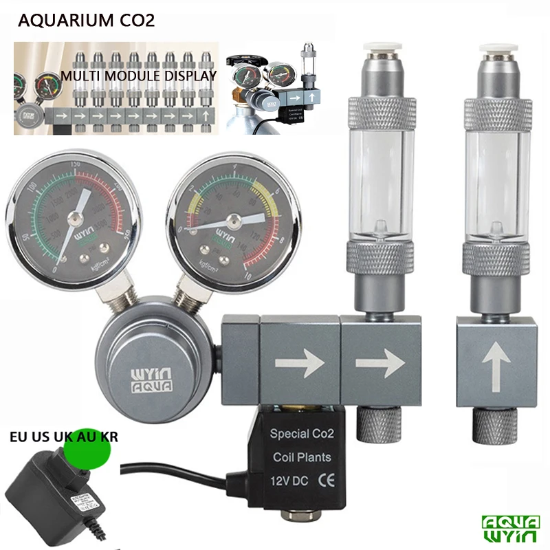Co2 Regulator Dual Stage - Aquarium CO2-regelaar Dubbele meter Solenoïdeklep Snelle