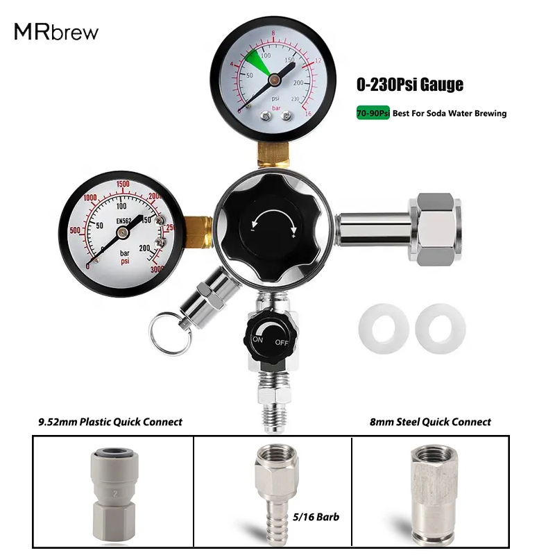 Co2 Regulator Dual Stage - Dual Gauge Co2-regelaar Hogedruk Co2-oplader voor