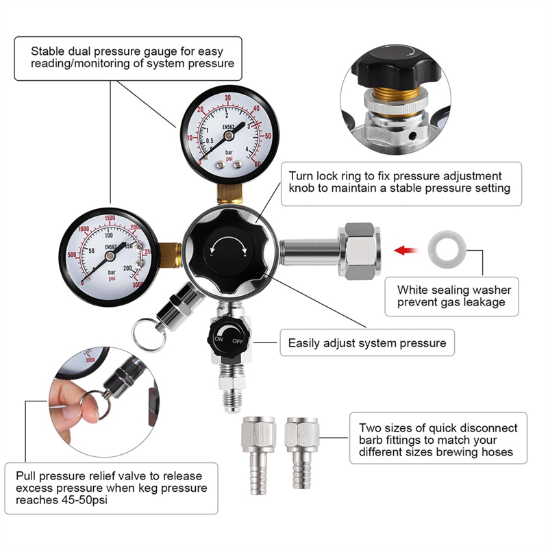 CGA-320 vatregelaar, dubbele f - Co2 Regulator Dual Stage recensie en prijs