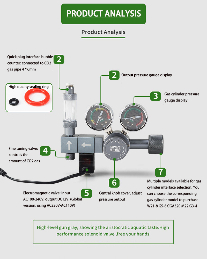 Aquarium DIY CO2-regelaar, dub - Co2 Regulator Dual Stage recensie en prijs